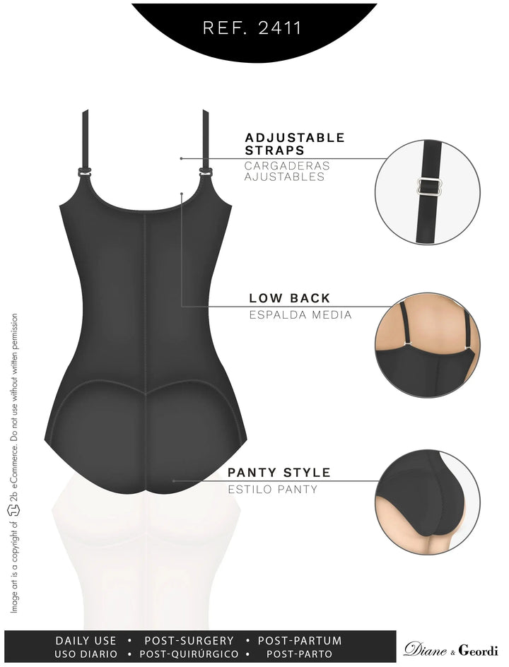 Diane & Geordi 2411 | Women's Tummy Control Butt Lifting Bodysuit | Postpartum Colombian Girdle | Fajas Colombianas | Powernet Siluets