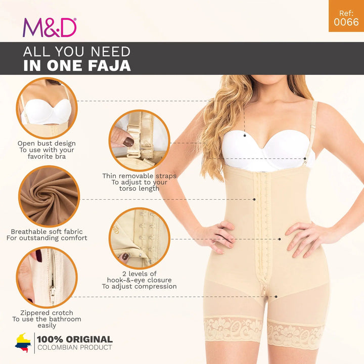 Fajas MYD 0066 Strapless Mid Thigh Body Shaper for Women / Powernet Siluets