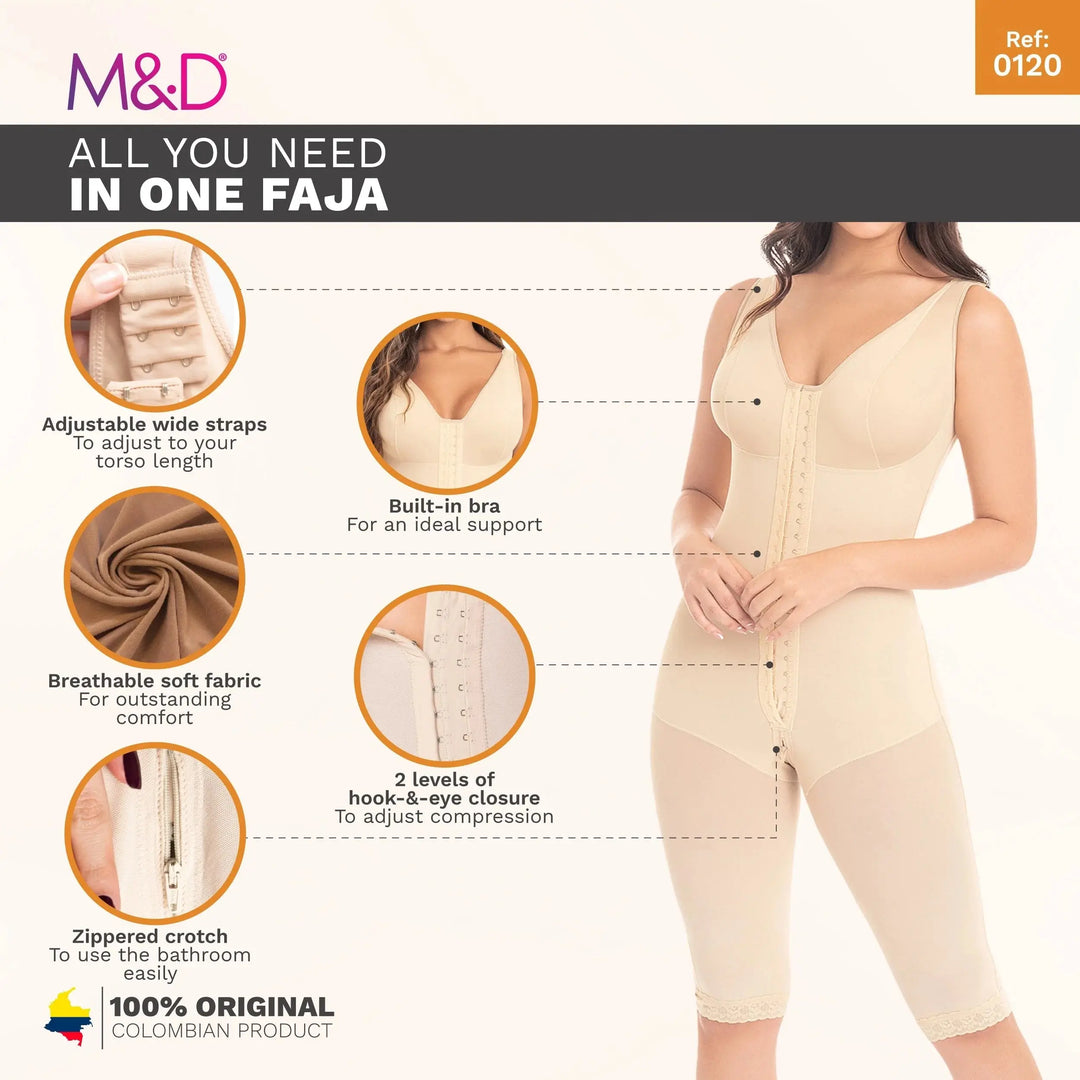 Fajas MYD 0120 | Full Bodysuit Shapewear with Built-In Bra – High Compression Powernet for Women Siluets