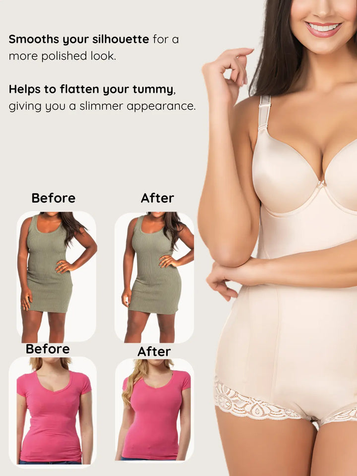 Firm Compression Body Shaper with Contouring Bra and Hook & Eye Closure | Targeted Support | Made in Colombia Siluets