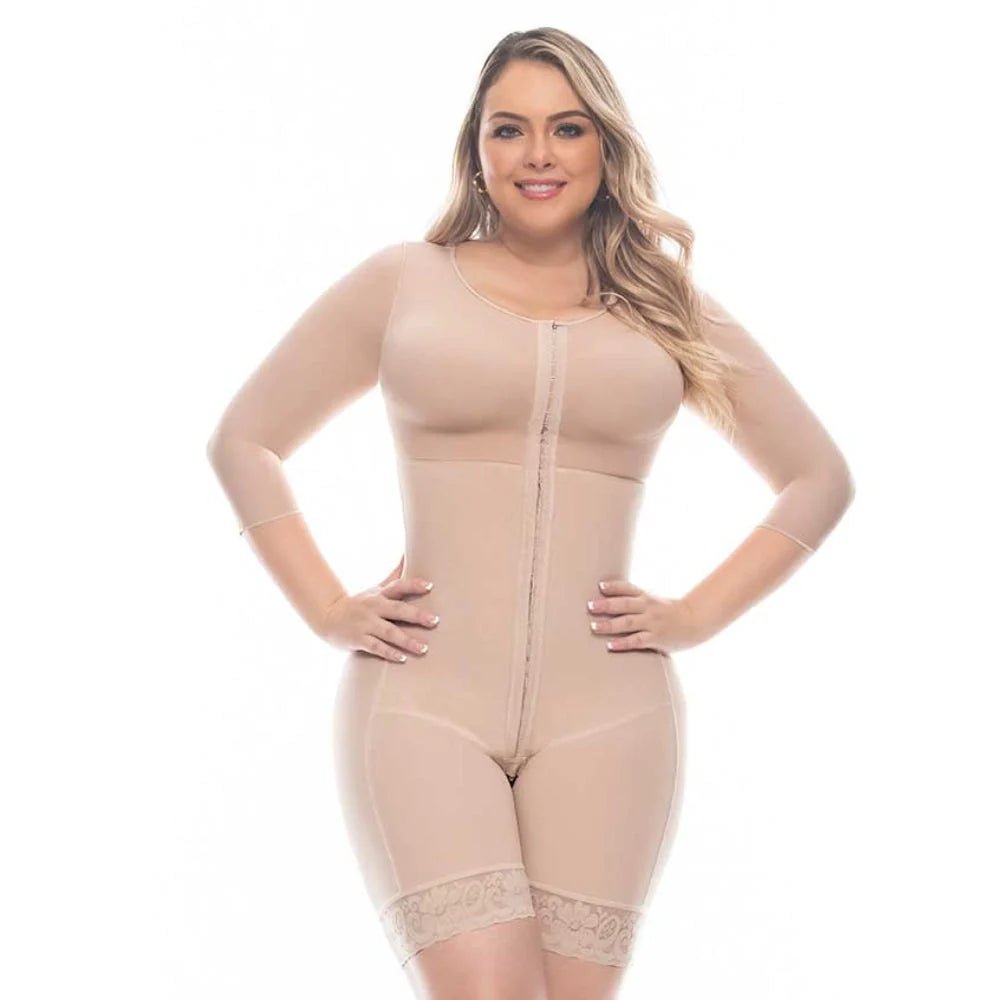 UpLady 6235 Post Surgery Full Body Shaper – Powernet Compression Faja with Built - In Bra, Long Sleeves & Tummy Control - Colombian Shapewear | Siluets