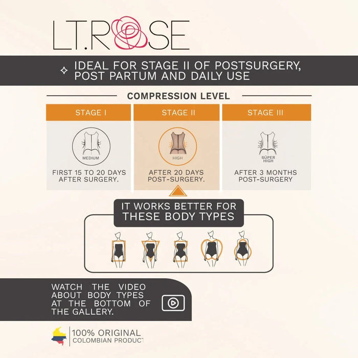 LT.Rose 21427 | Open Bust Mid - Thigh Colombian Faja for Women | Tummy & Butt Control - Colombian Shapewear | Siluets