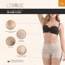 LT.Rose 21996 | High Waist Mid Thigh Fupa Control Shaper | Natural Butt Lifting Shorts - Colombian Shapewear | Siluets