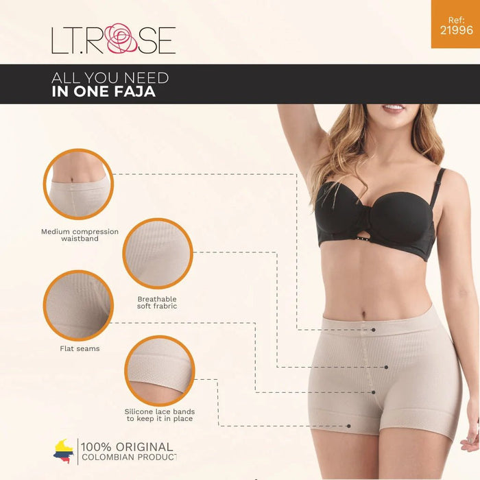 LT.Rose 21996 | High Waist Mid Thigh Fupa Control Shaper | Natural Butt Lifting Shorts - Colombian Shapewear | Siluets