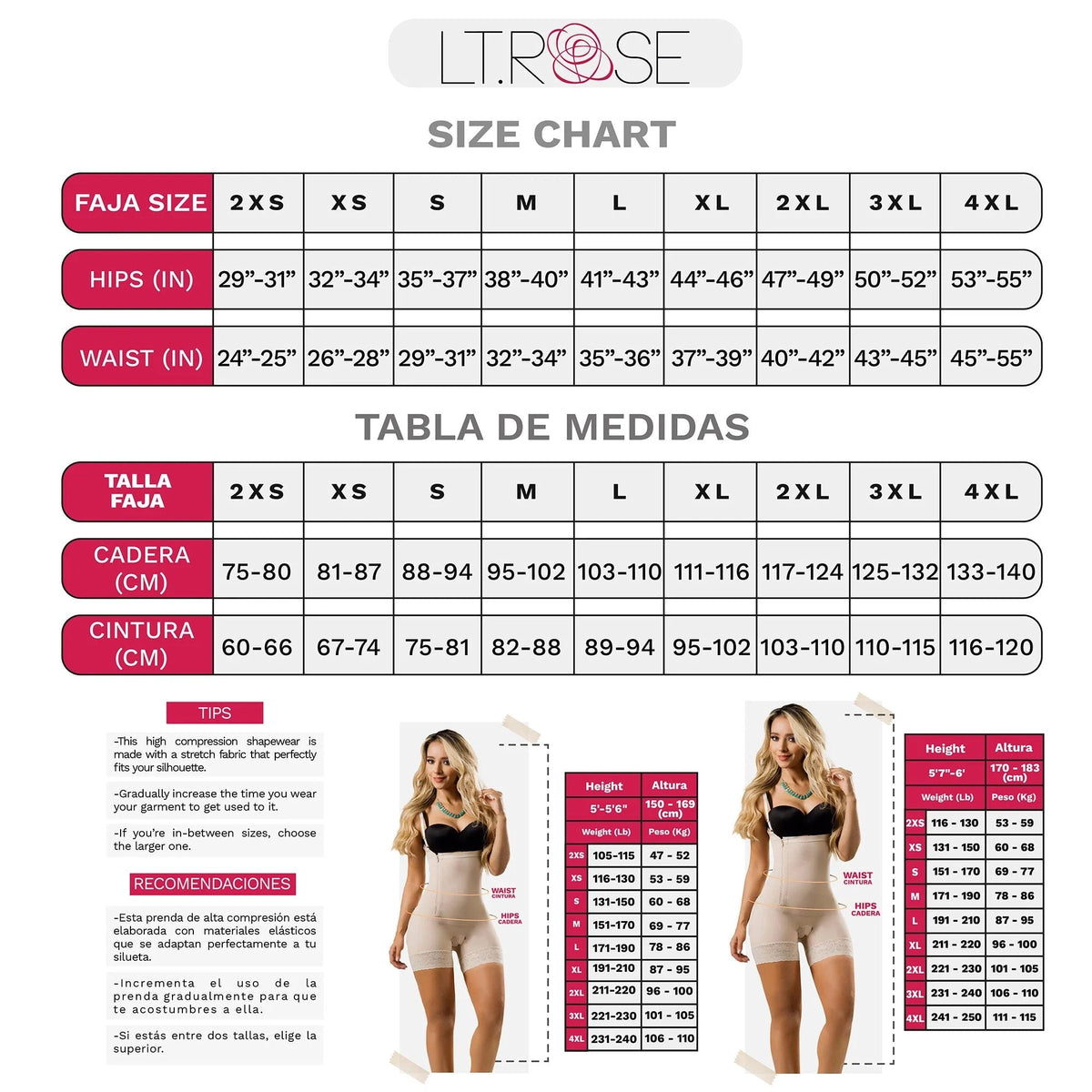 LT.Rose 21123 | Colombian Butt Lifting Tummy Control Body Faja | Mid Thigh & Open Bust - Colombian Shapewear | Siluets