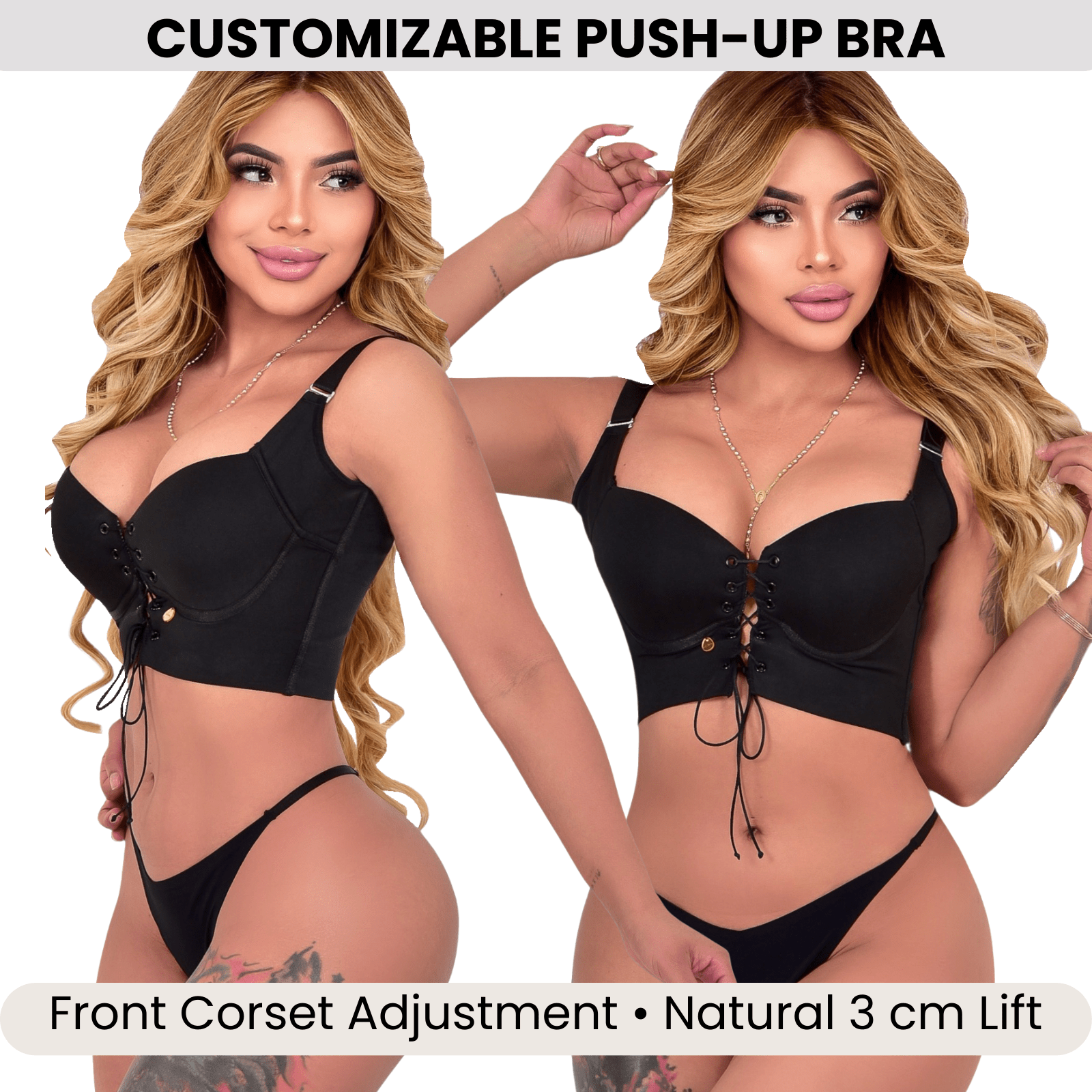 Siluet LU5 Adjustable Push - Up Bra | Natural Lift | Corset Cleavage | Back - Smoothing Support - Colombian Shapewear | Siluets
