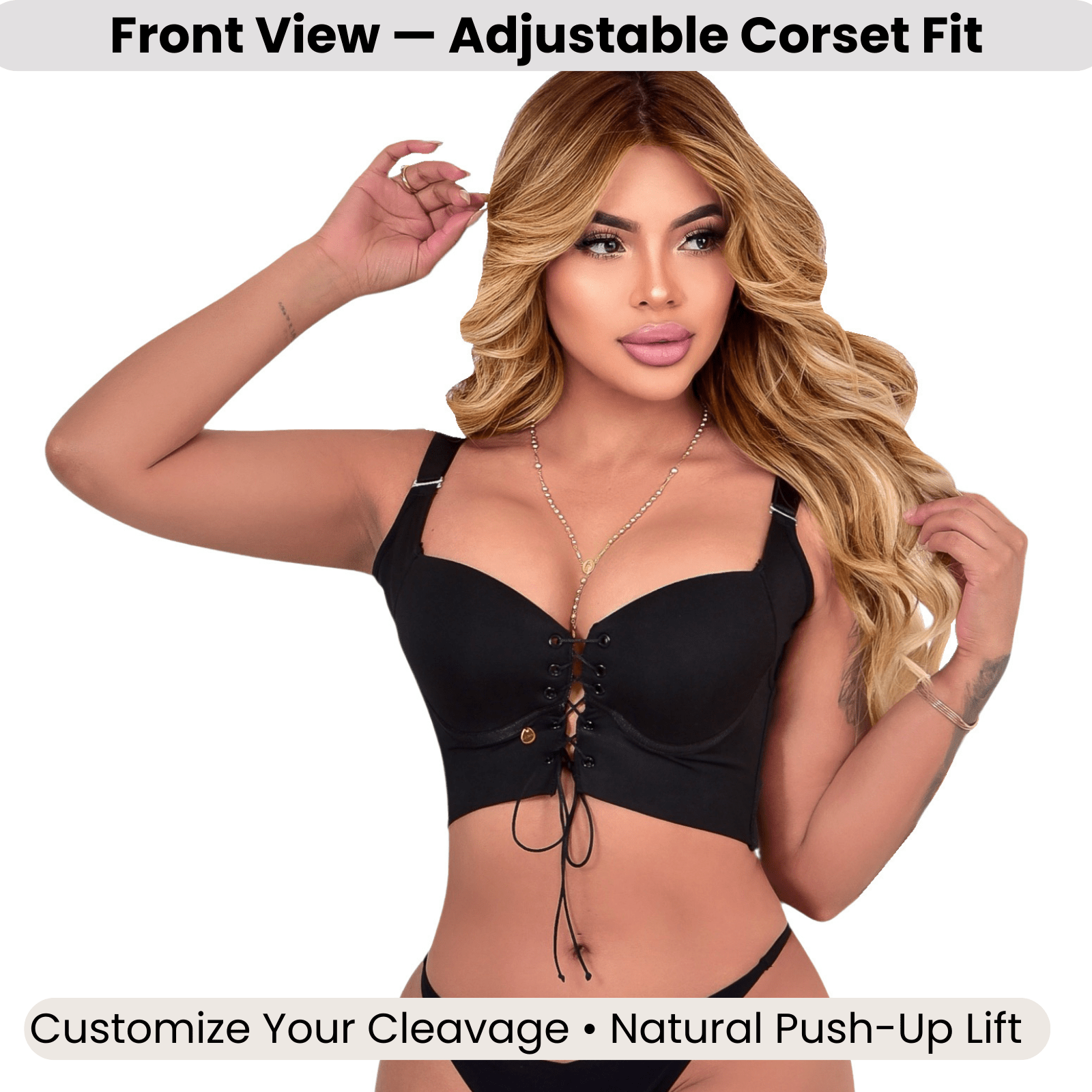 Siluet LU5 Adjustable Push - Up Bra | Natural Lift | Corset Cleavage | Back - Smoothing Support - Colombian Shapewear | Siluets