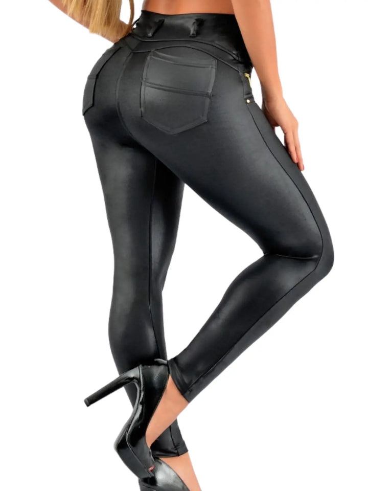 Leather Look Shapewear Dress Pants – Butt Lift, Cellulite Control & Flawless Silhouette Siluets