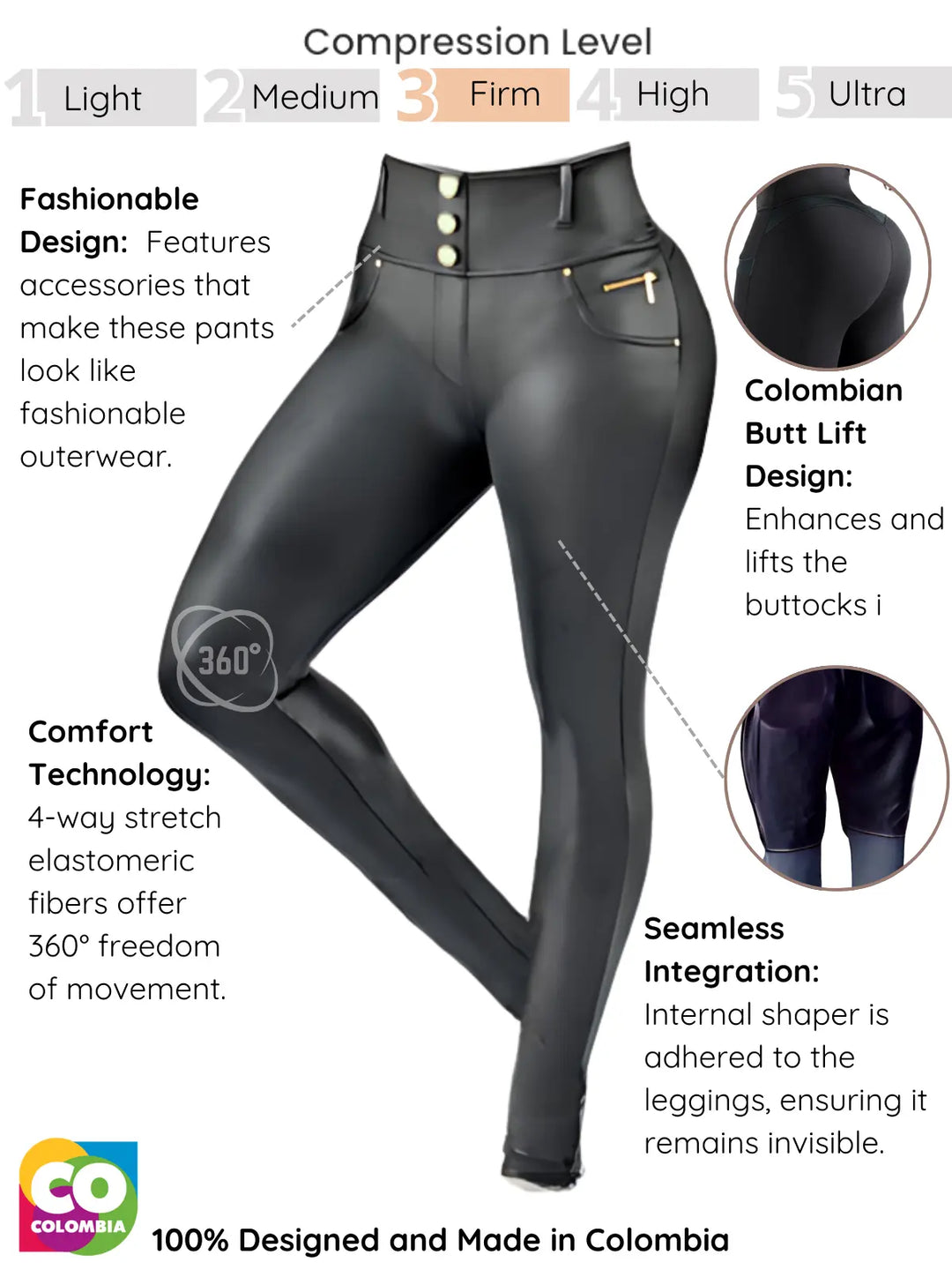 Leather Look Shapewear Dress Pants – Butt Lift, Cellulite Control & Flawless Silhouette Siluets