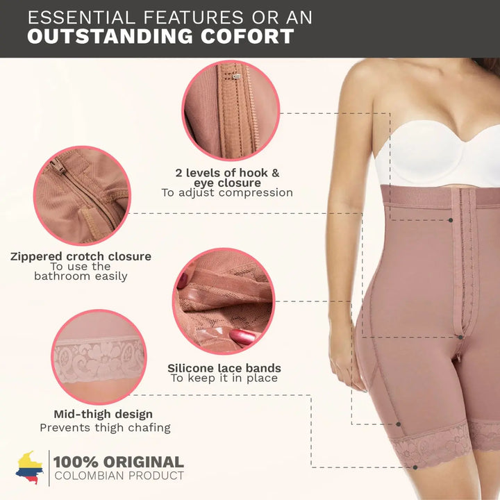 MARIAE FC304 Fajas Colombianas – High Waist Shapewear Shorts | Butt Lifting & High Compression Siluets