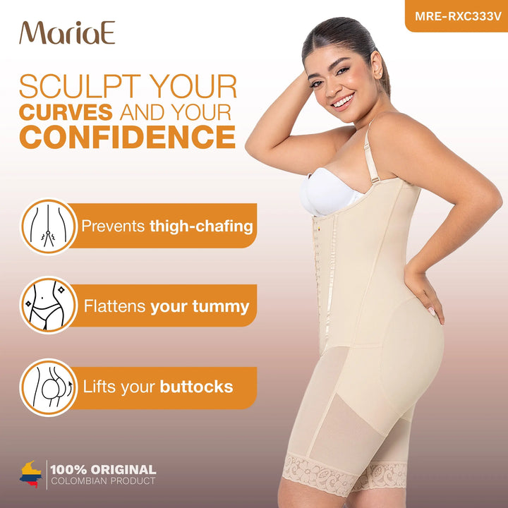 MARIAE RXC333V Fajas Colombianas Reductoras Moldeadoras Daily Use Shapewear Bodysuit High Compression Garment with Inner Elastic Bones | RA002 Siluets