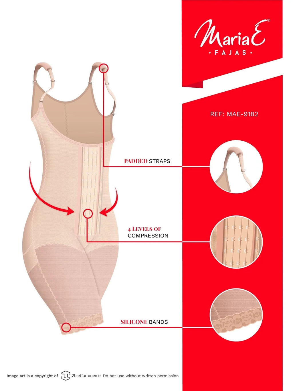 Fajas MariaE 9182 | Postpartum Shapewear with Shoulder Pads | Mid - Thigh Compression - Colombian Shapewear | Siluets