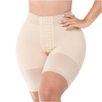 Beige shapewear worn by a person on a white background