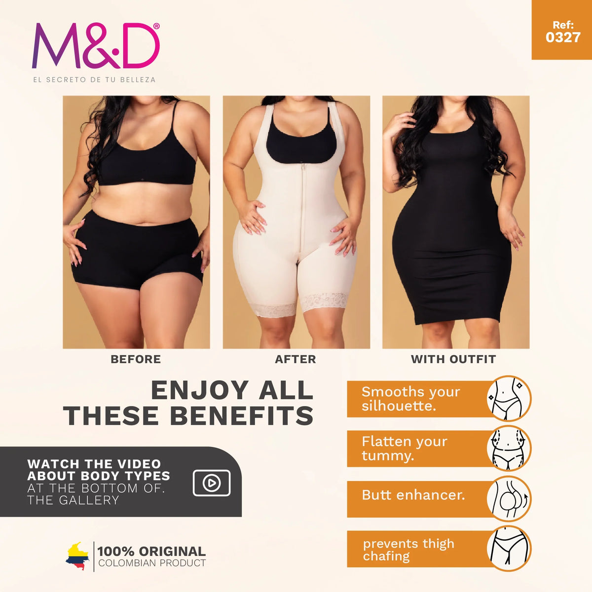 Fajas MYD 0327 – Colombian High - Waist Compression Shorts | Tummy Control - Colombian Shapewear | Siluets