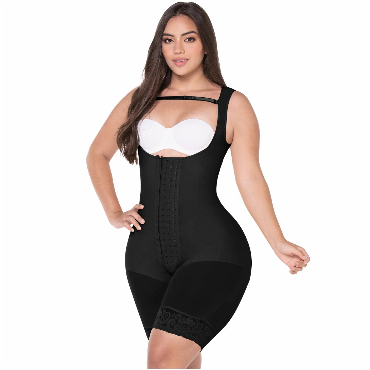 Fajas MYD 0485 – Post-Surgery Mid-Thigh Bodysuit | Colombian Shapewear for Hourglass & Guitar Body Types