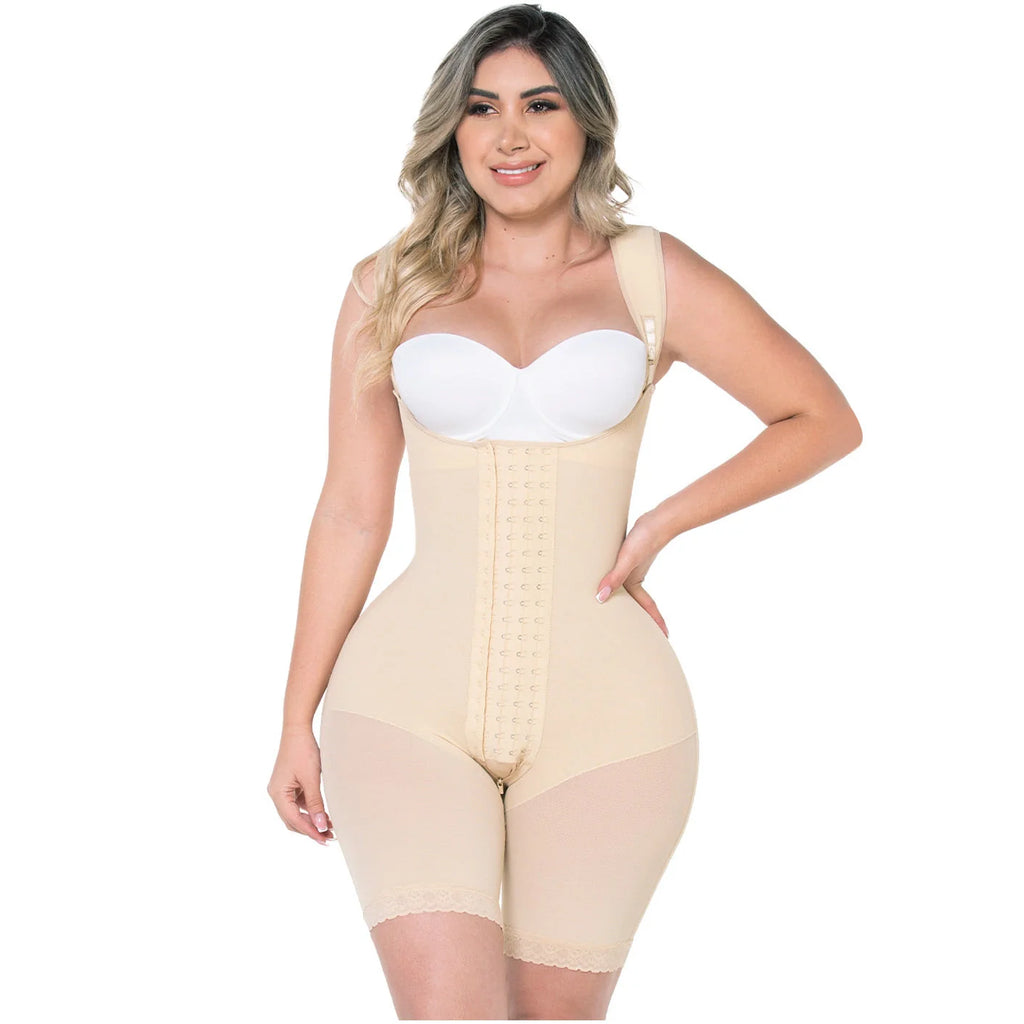 Fajas MYD 0489 – Post-Surgery Mid-Thigh Bodysuit | Colombian Shapewear for Hourglass & Guitar Body Types