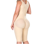Beige shapewear garment worn by a person on a white background