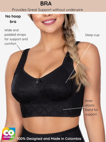 No-Wire Comfort Bra | Wide Padded Straps & Deep Cups for Full Support - Colombian Shapewear | Siluets