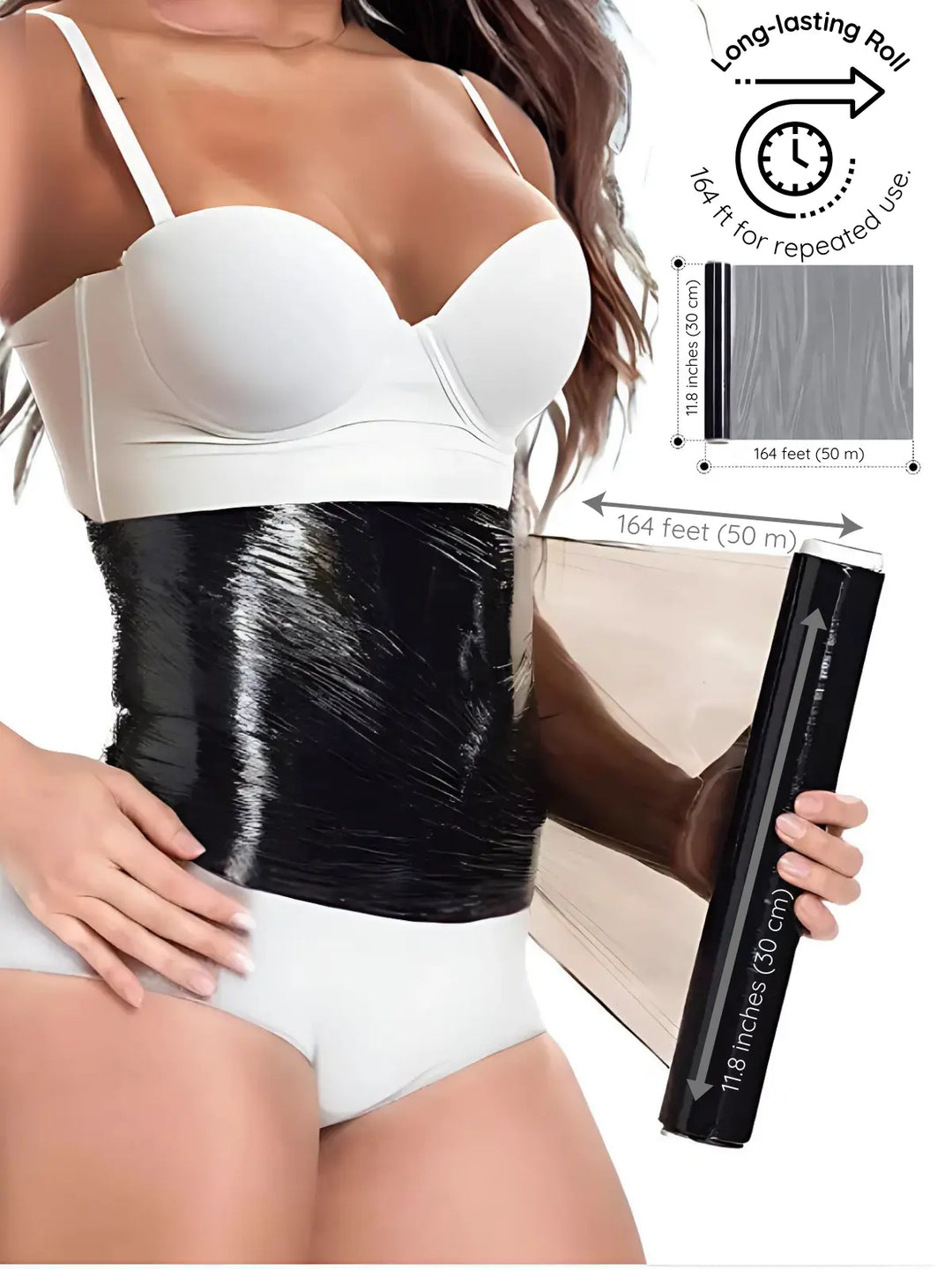 Premium Osmotic Wrap - 11.8 in x 164 ft (30 cm x 50 m) | Skin-Safe Body Sculpting Wrap for Enhanced Slimming & Detox Siluets