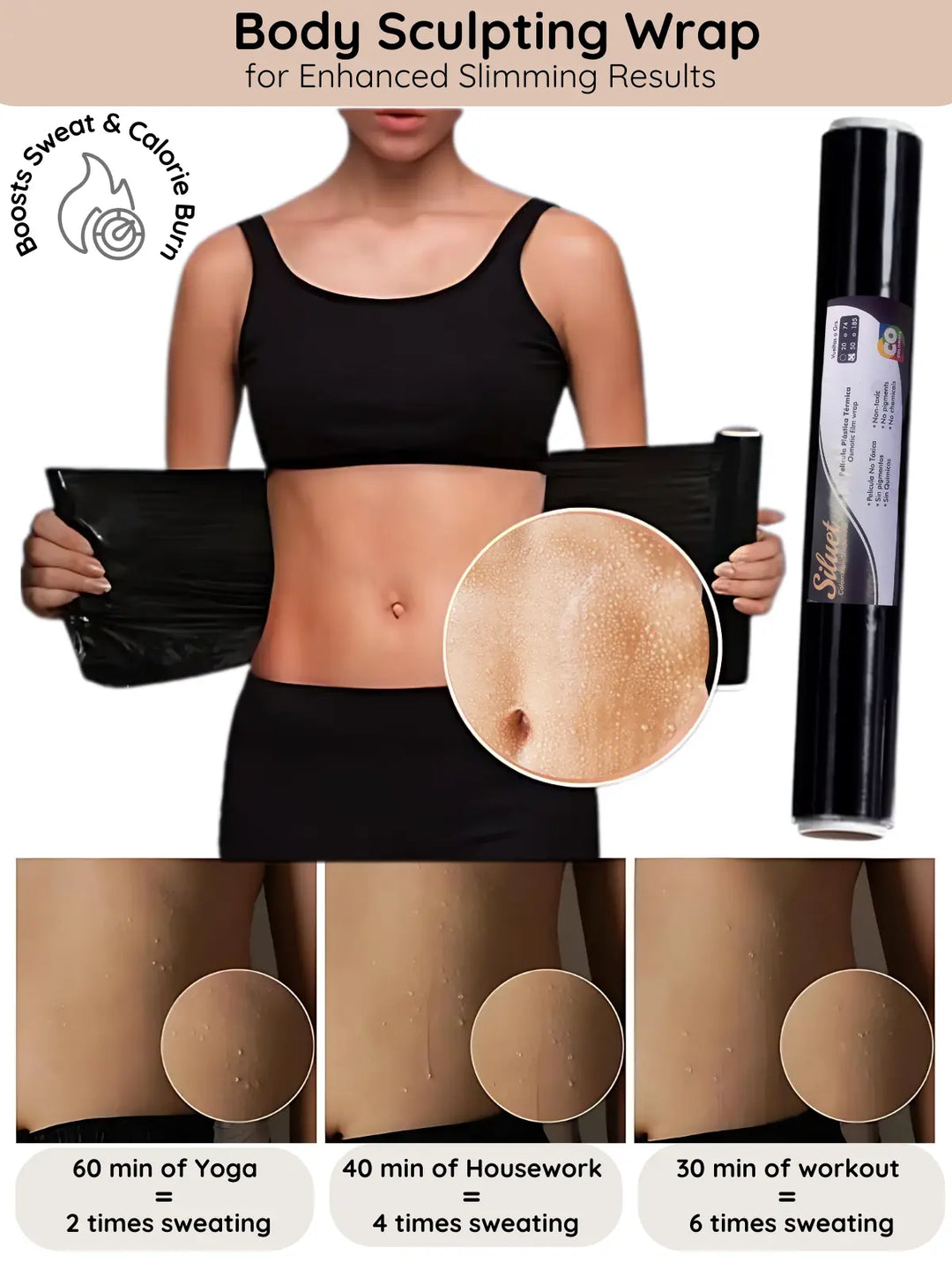 Premium Osmotic Wrap - 11.8 in x 164 ft (30 cm x 50 m) | Skin-Safe Body Sculpting Wrap for Enhanced Slimming & Detox Siluets