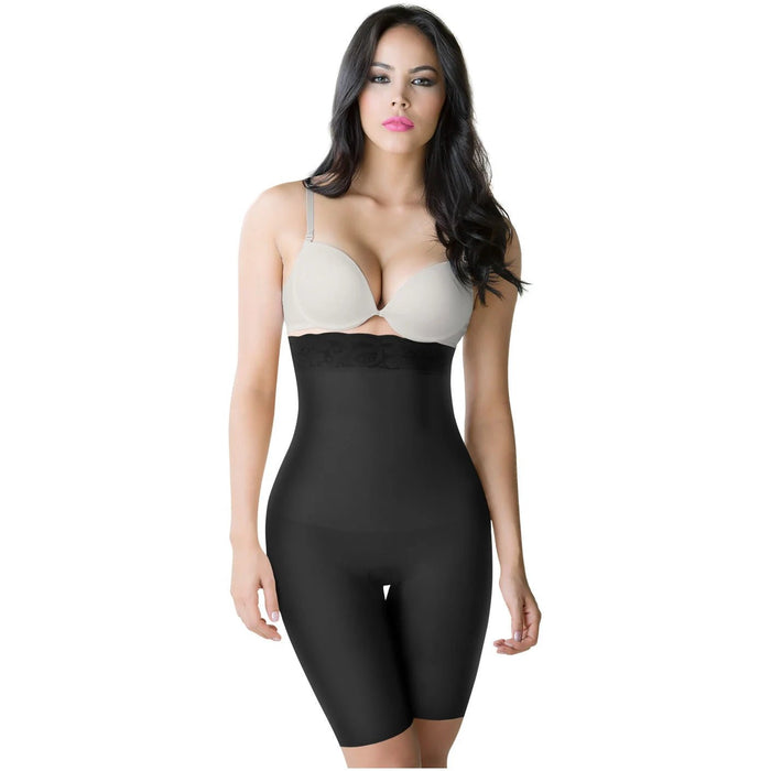 ROMANZA 2051 | High Waisted Seamless Butt Lifting Shaping Shorts | Knee Length Tummy Control - Colombian Shapewear | Siluets