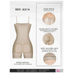 Beige shapewear with high back, extra butt lifting, and soft silicone lace, open crotch style
