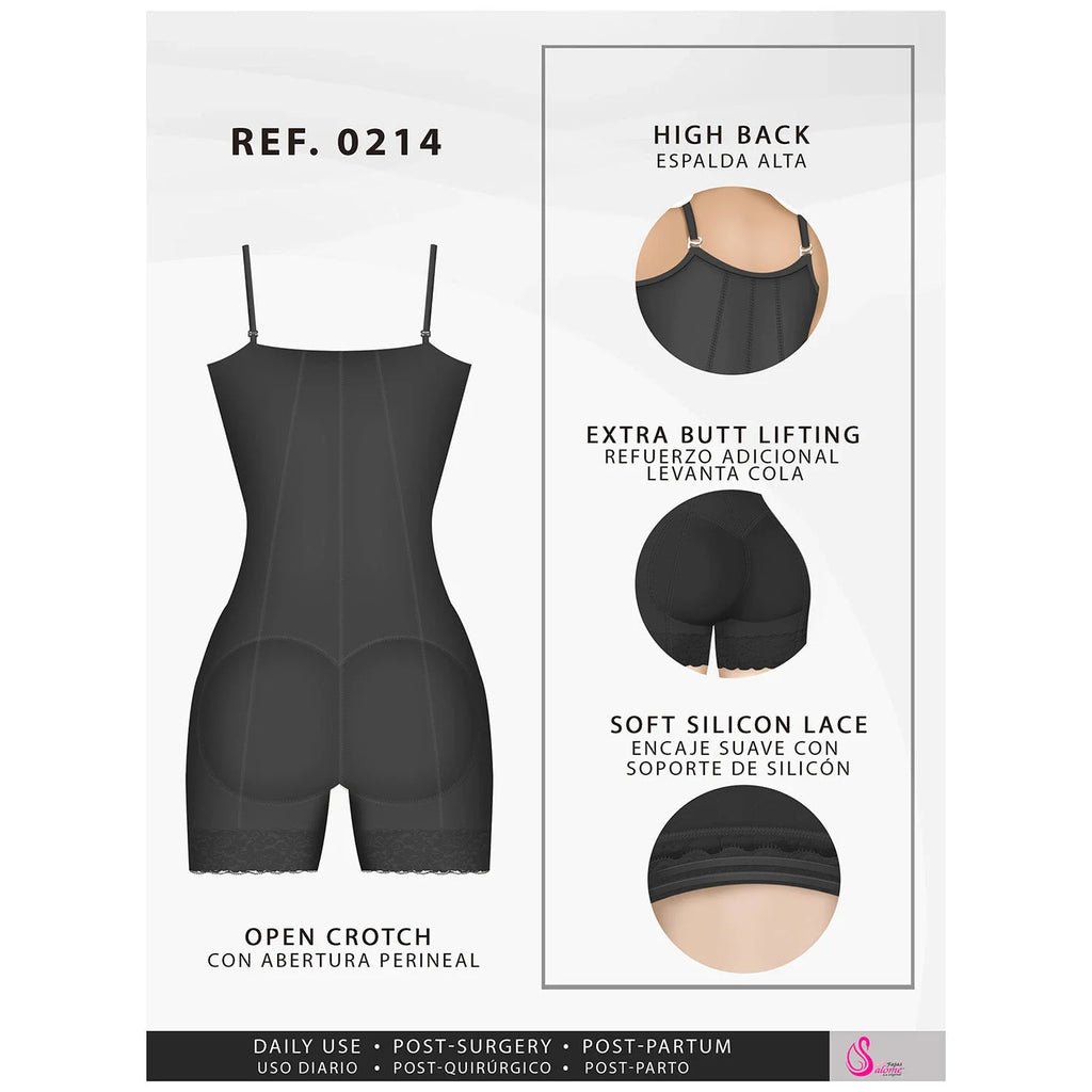 Black high-back shapewear with extra butt lifting, soft silicone lace, and open crotch design