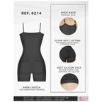 Black high-back shapewear with extra butt lifting, soft silicone lace, and open crotch design
