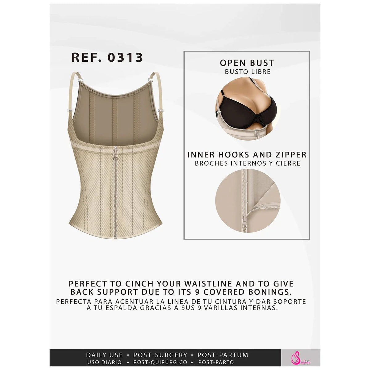Fajas Salome 0313 – Colombian Waist Cincher Vest | Tummy Control - Colombian Shapewear | Siluets