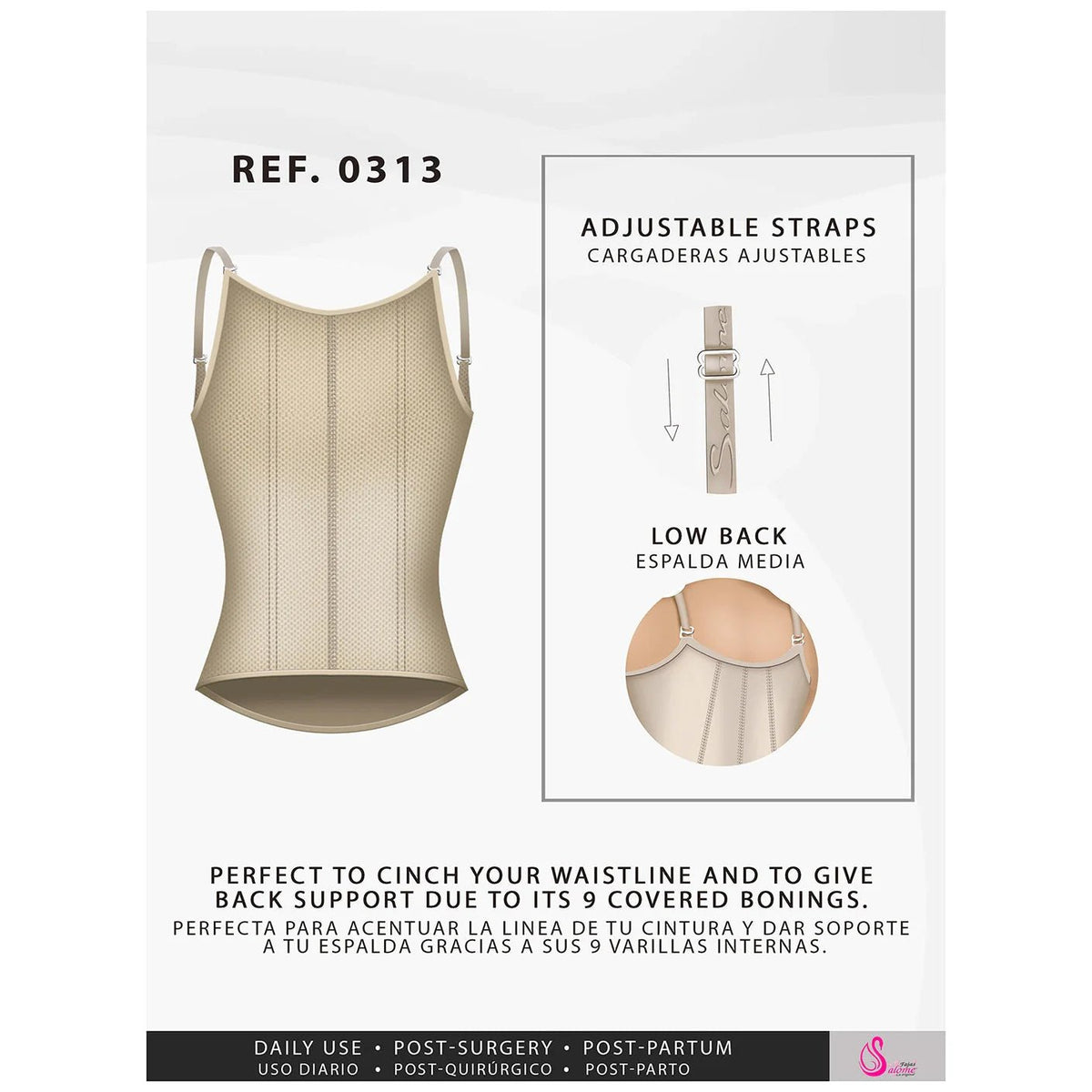 Fajas Salome 0313 – Colombian Waist Cincher Vest | Tummy Control - Colombian Shapewear | Siluets
