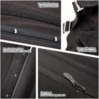 Black waist trainer details: inner hook-and-eye closure, flat zipper, removable straps, and breathable fabric