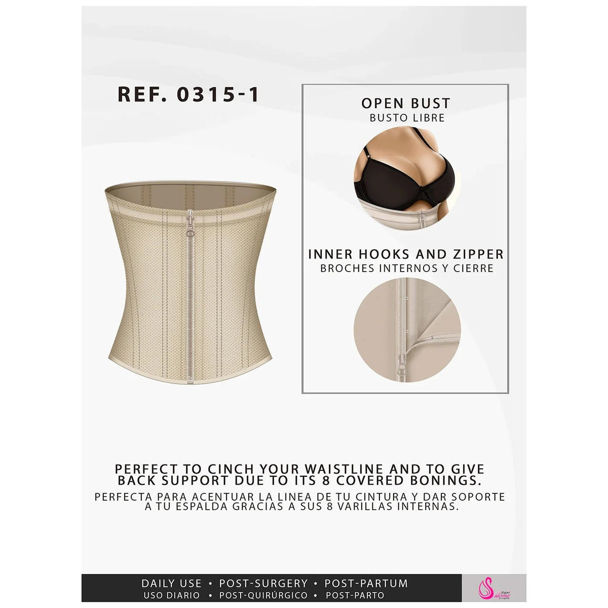 Fajas Salome 0315 - 1 – Colombian Waist Cincher Trainer | Tummy Control - Colombian Shapewear | Siluets