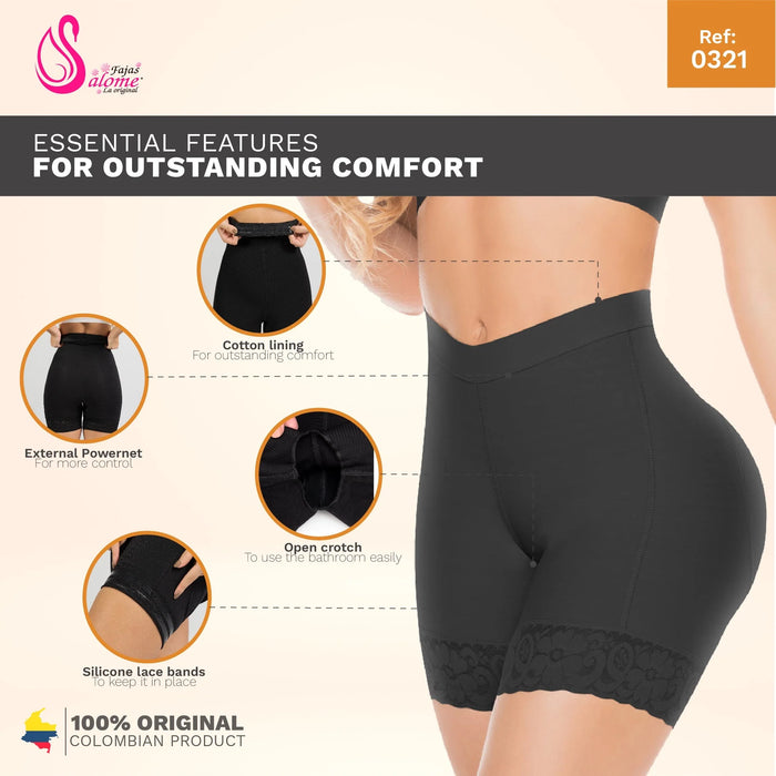 Fajas Salome 0321 – Colombian High - Waist Compression Shorts | Butt Lift - Colombian Shapewear | Siluets