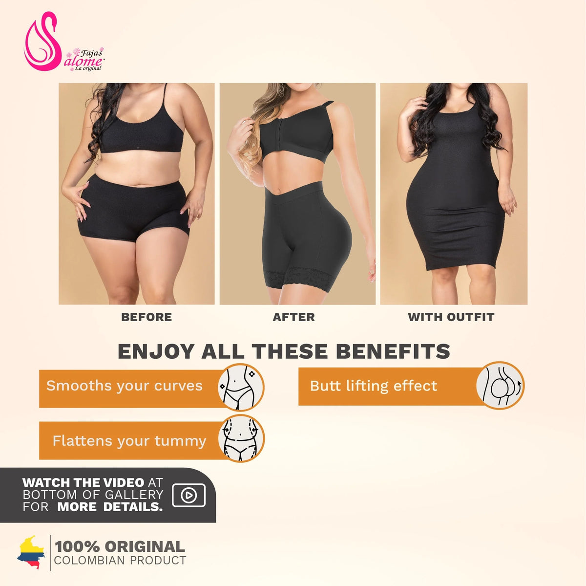 Fajas Salome 0321 – Colombian High - Waist Compression Shorts | Butt Lift - Colombian Shapewear | Siluets
