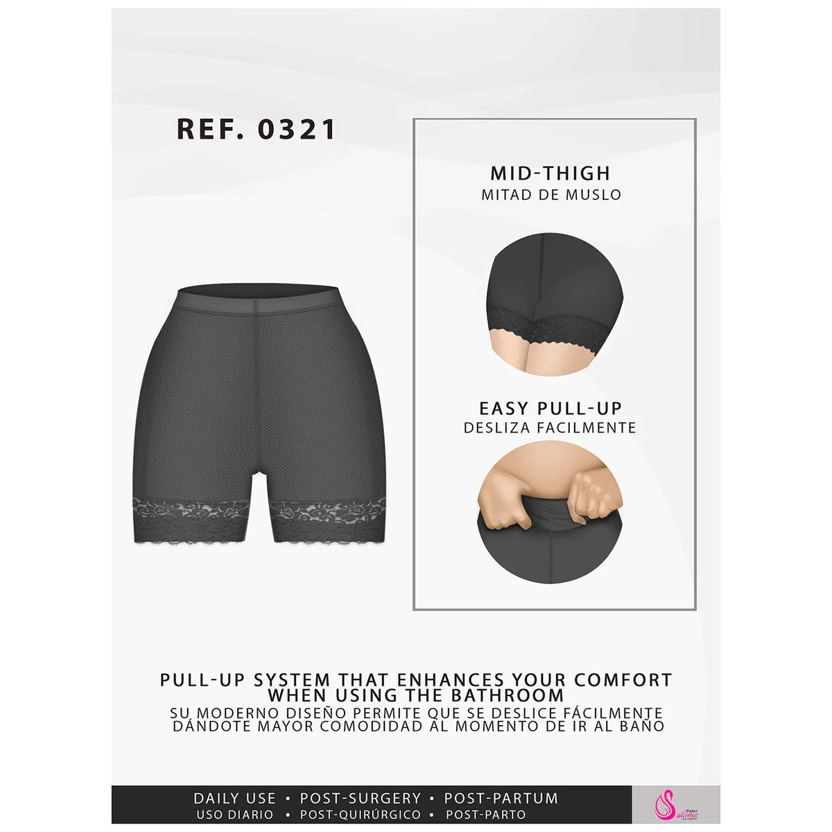 Fajas Salome 0321 – Colombian High - Waist Compression Shorts | Butt Lift - Colombian Shapewear | Siluets