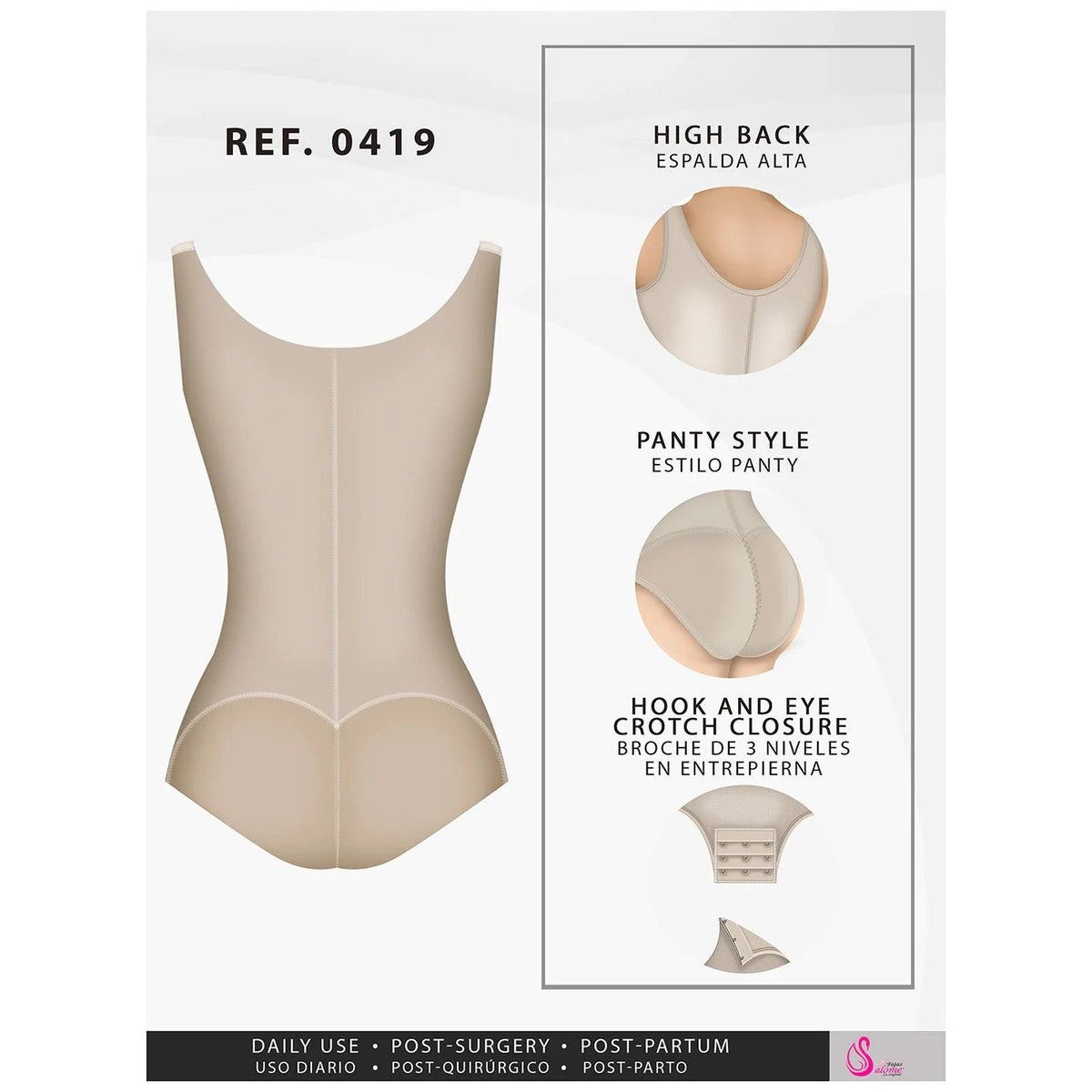 Fajas Salome 0419 | Butt Lifter Hiphugger Mid Thigh Body Shaper | Open Bust Tummy Control Shapewear for Women | Siluets