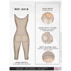 Beige shaper with high back, extra butt-lifting effect, and soft silicone lace.