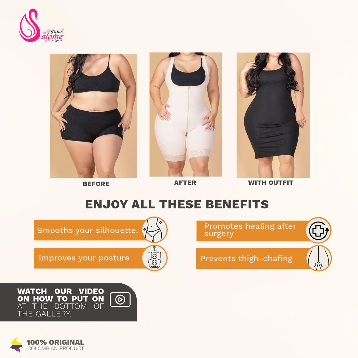 Fajas Salome 0520 – Colombian Full Body Shaper | High Compression Faja - Colombian Shapewear | Siluets
