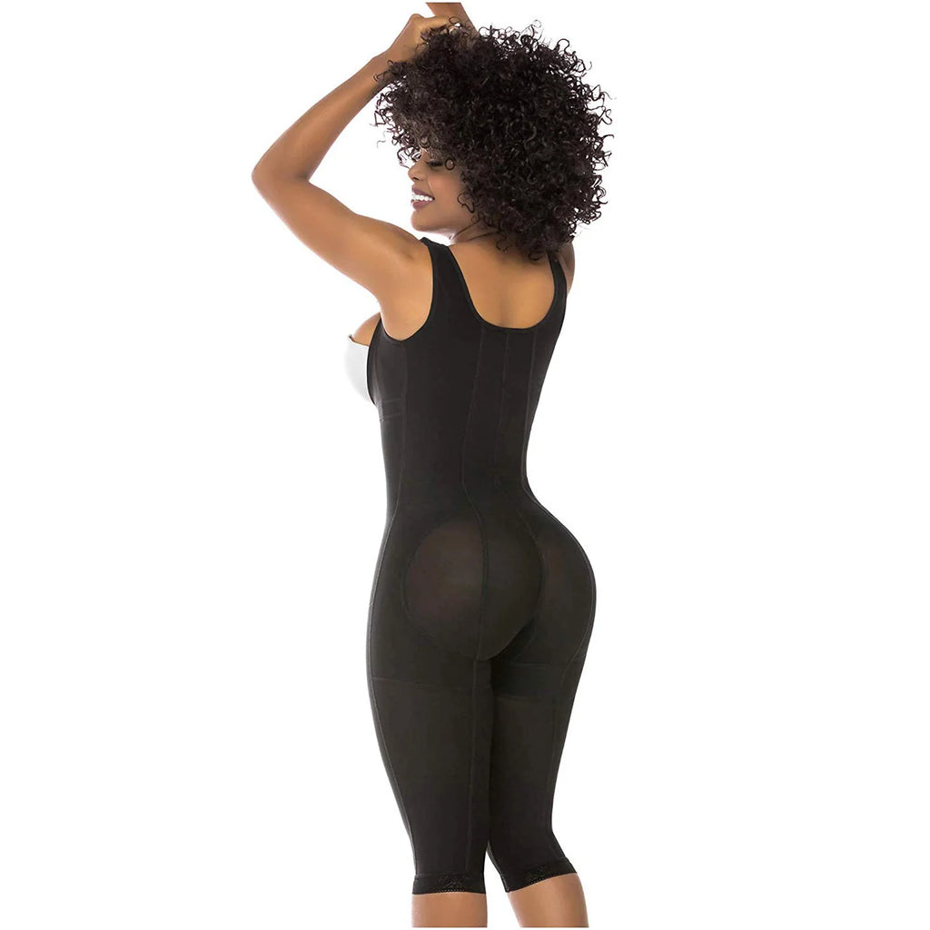 Back view of black shaper with high back and butt-lifting design.