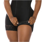 Close-up of black shapewear showing open crotch for comfort and ease of use