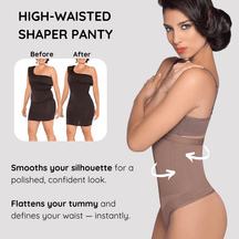 Siluet 1T2355 – Silicone - Lined High - Waisted Shaper Thong | Seamless Tummy Control - Colombian Shapewear | Siluets