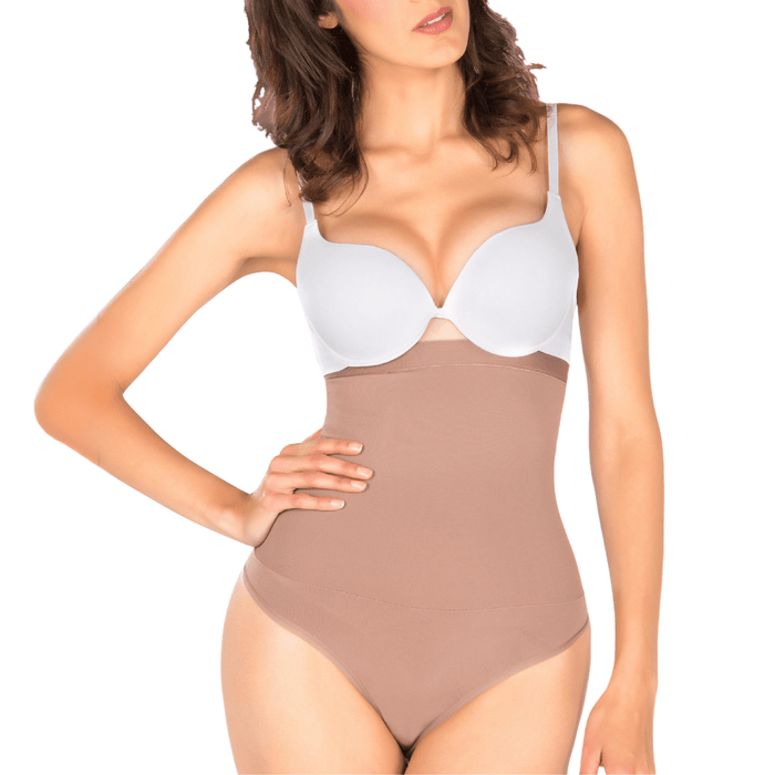 Siluet 1T2355 – Silicone - Lined High - Waisted Shaper Thong | Seamless Tummy Control - Colombian Shapewear | Siluets