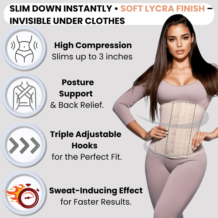 High - Compression Waist Cincher With Double Lining and 100% Natural Latex - Colombian Shapewear | Siluets