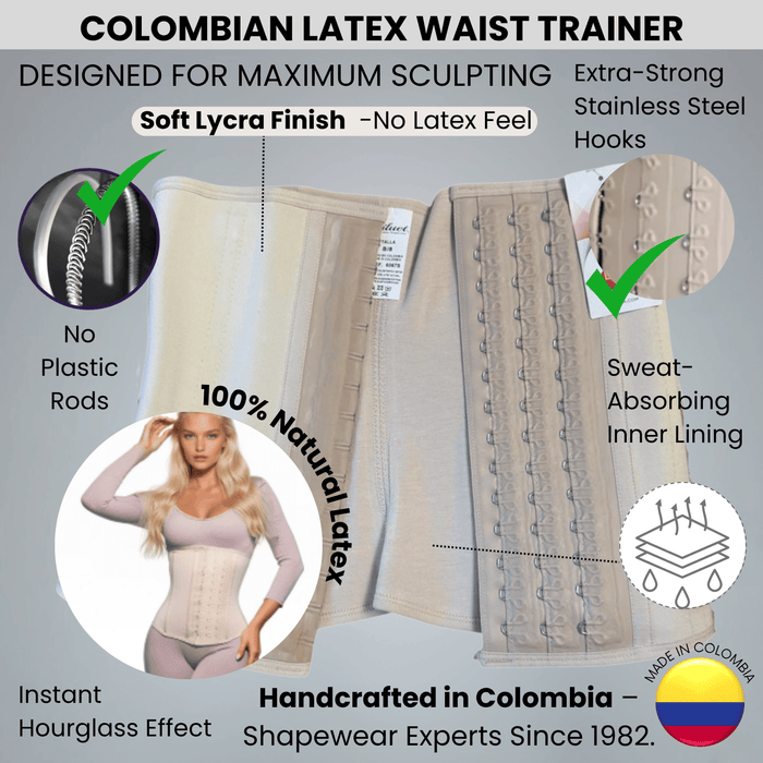 High - Compression Waist Cincher With Double Lining and 100% Natural Latex - Colombian Shapewear | Siluets