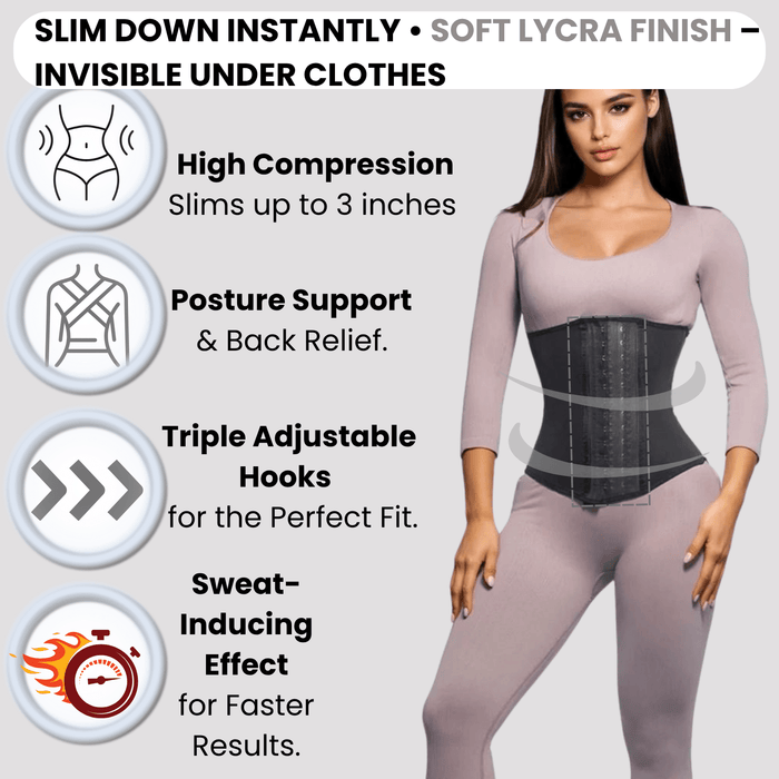 High - Compression Waist Cincher With Double Lining and 100% Natural Latex - Colombian Shapewear | Siluets