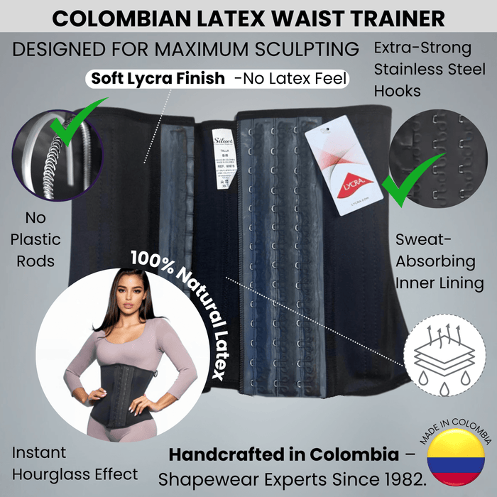 High - Compression Waist Cincher With Double Lining and 100% Natural Latex - Colombian Shapewear | Siluets