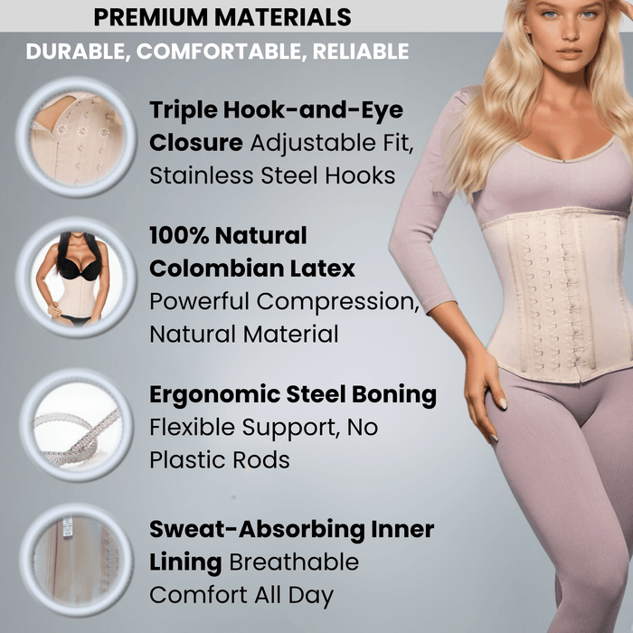 High - Compression Waist Cincher With Double Lining and 100% Natural Latex - Colombian Shapewear | Siluets
