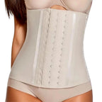 Beige waist trainer worn by a person on a white background