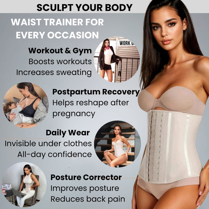 Siluet F20N / F21 Colombian Latex Waist Trainer – 3 Hook Corset - Colombian Shapewear | Siluets