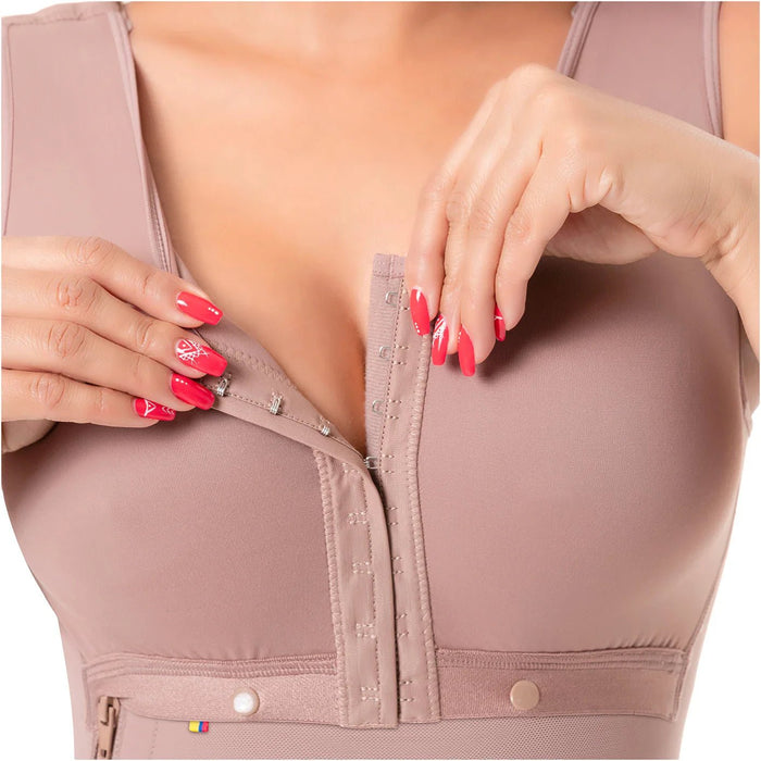 SONRYSE 010 Faja | Built - in Bra, High Back Knee Length Post Surgery Bodysuit - Colombian Shapewear | Siluets